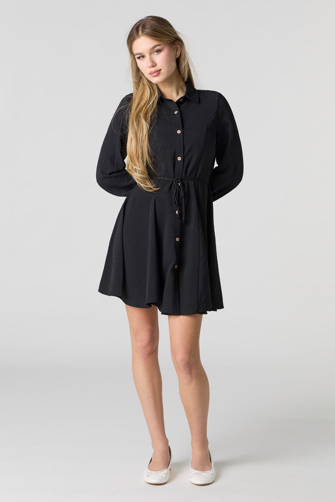 Button-Up Long Sleeve Mini Dress Female Product Image
