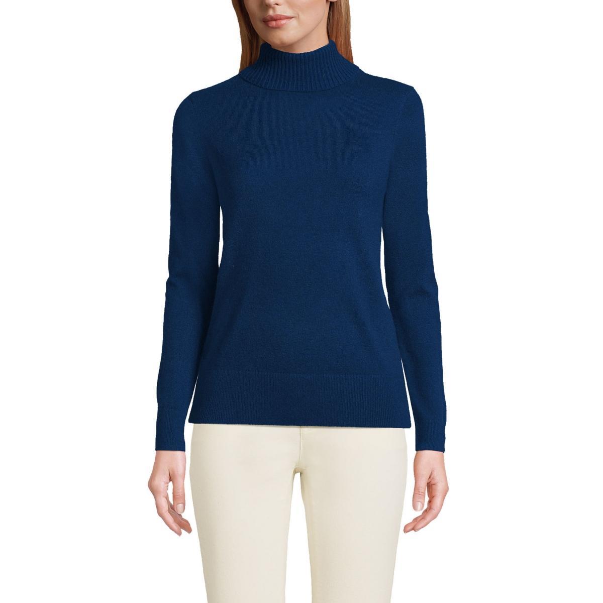 Petite Lands' End Cashmere Turtleneck Sweater, Women's, Size: Large Petite, Fresh Ivory Rainbow Product Image