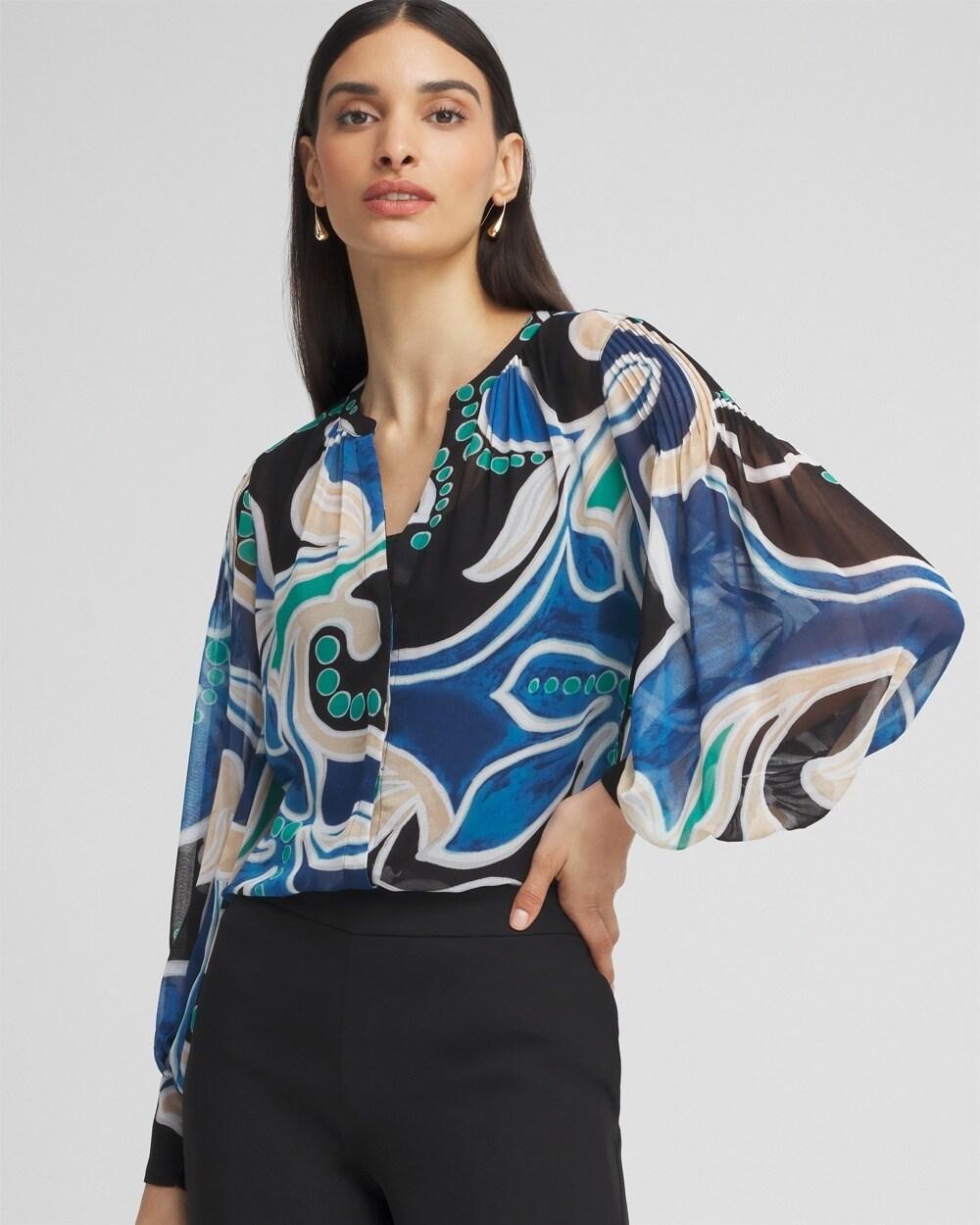Pintuck Detail Swirl Print Top Product Image