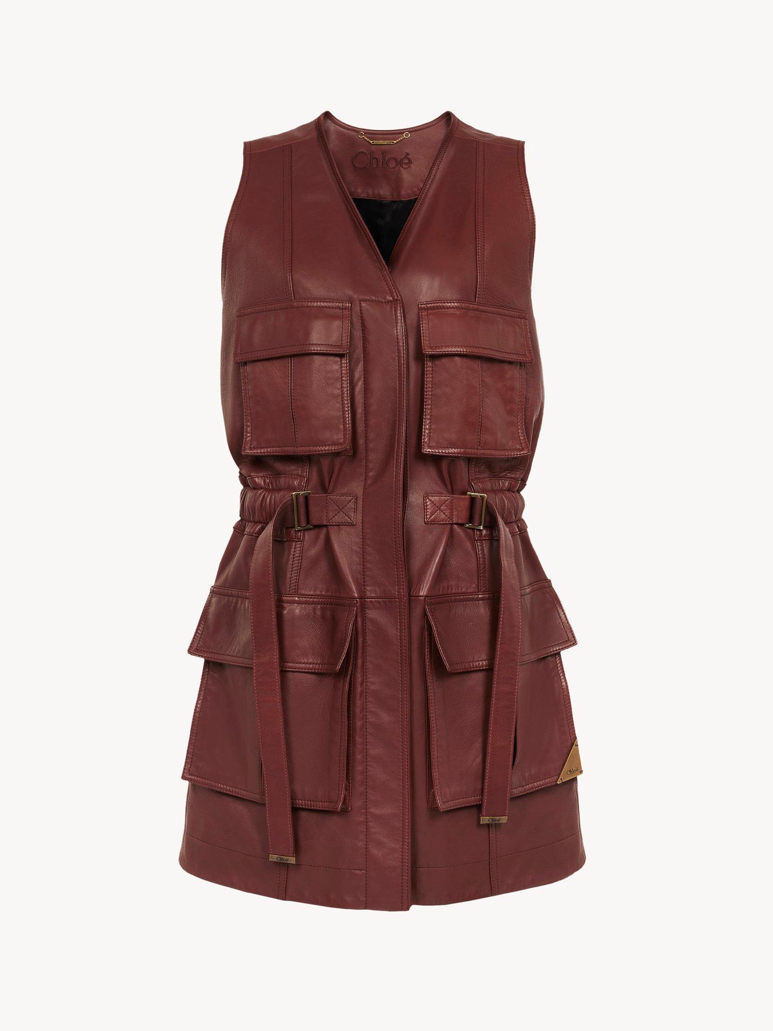 Utilitarian vest in leather Product Image