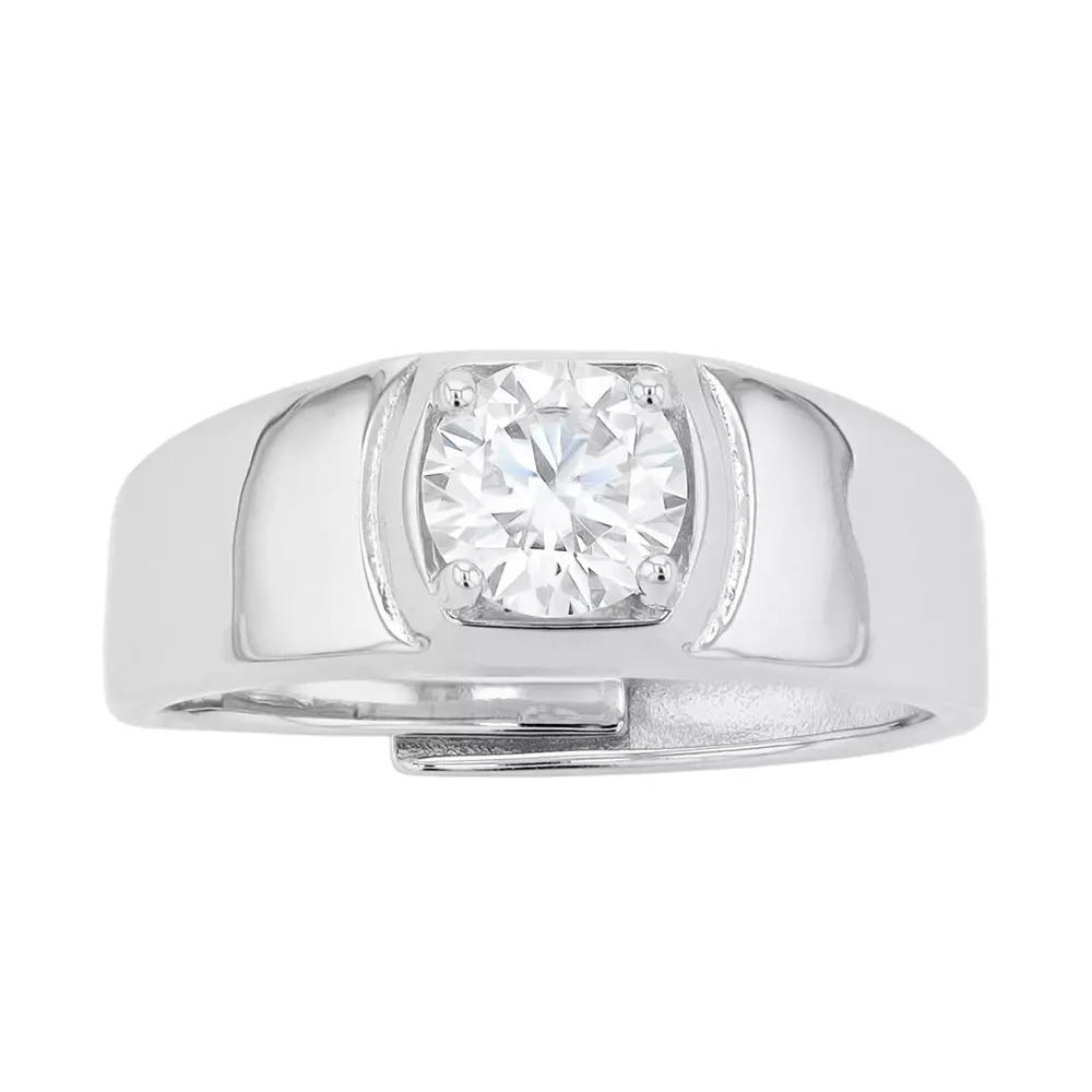 Stella Valentino Sterling Silver Round Lab Created Moissanite Flush Set Solitaire Adjustable Ring, Womens Product Image