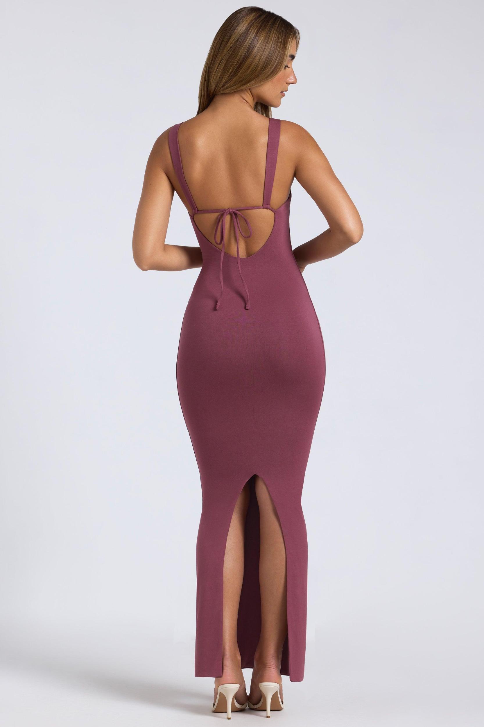 Modal Square Neck Low Back Maxi Dress in Plum Product Image
