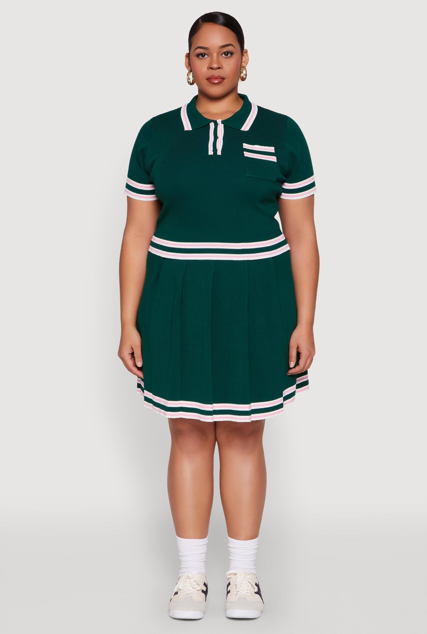 Womens Plus Size Daisy Varsity Stripe Pleated Skirt Product Image