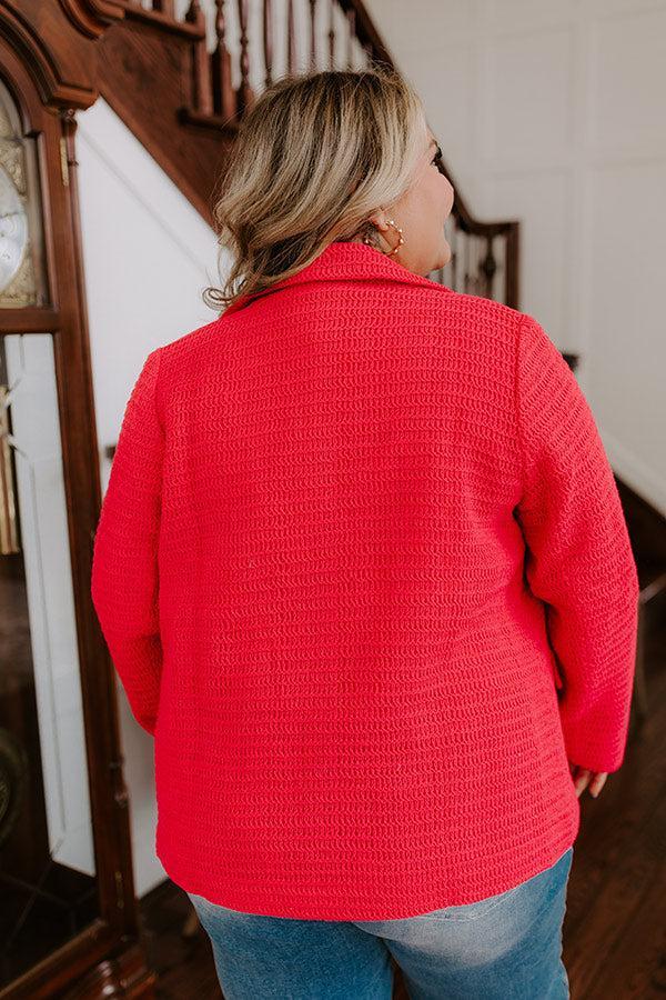 Boho Chic Crochet Blazer in Raspberry Curves Product Image