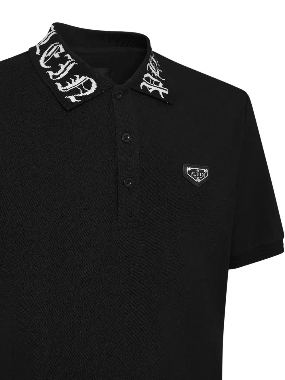 gothic-print piqué polo shirt Product Image