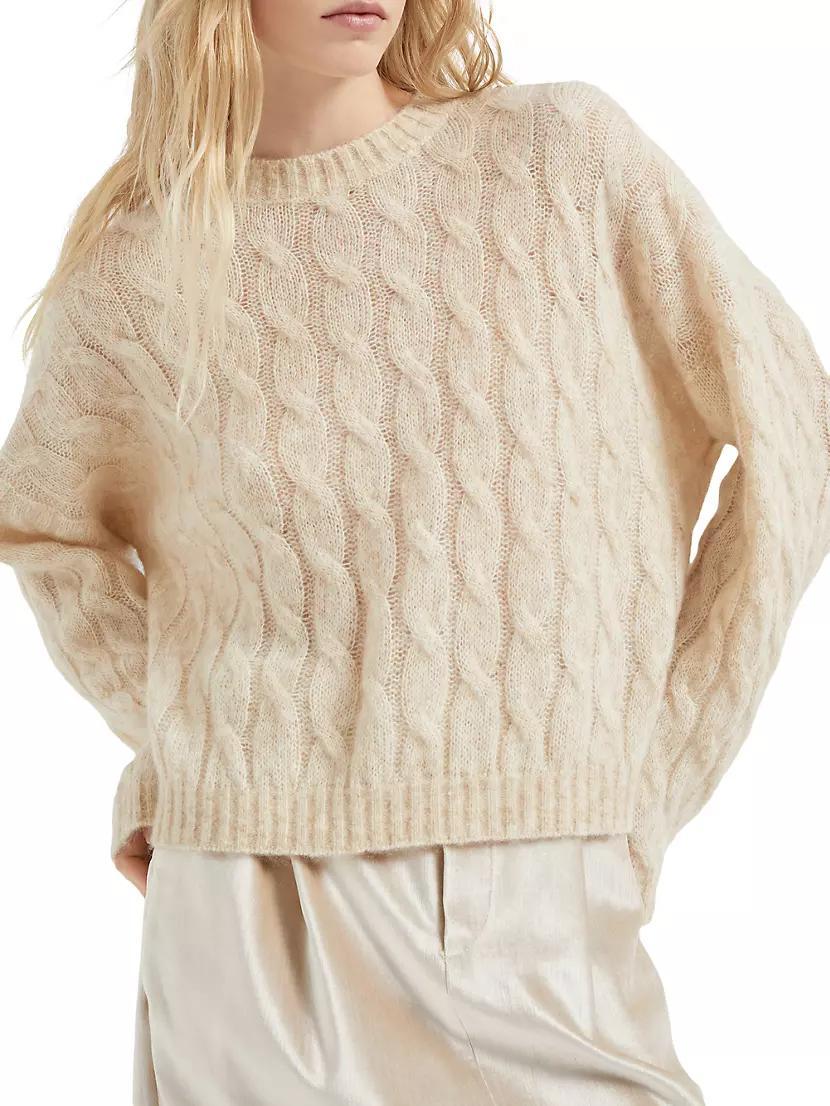 Wool and Mohair Cable Knit Sweater Product Image
