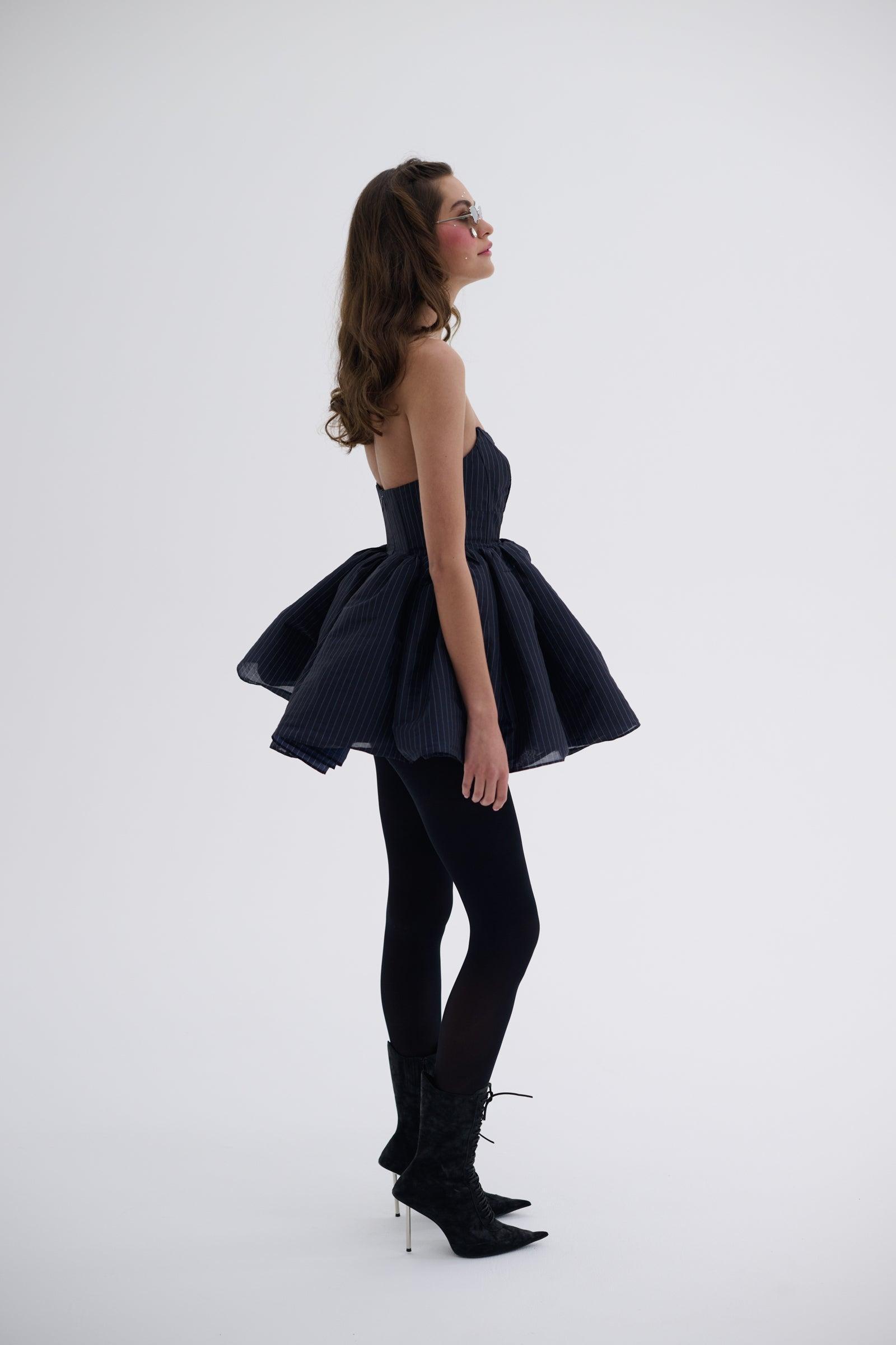 The Pinstripe Veuve Dress Product Image