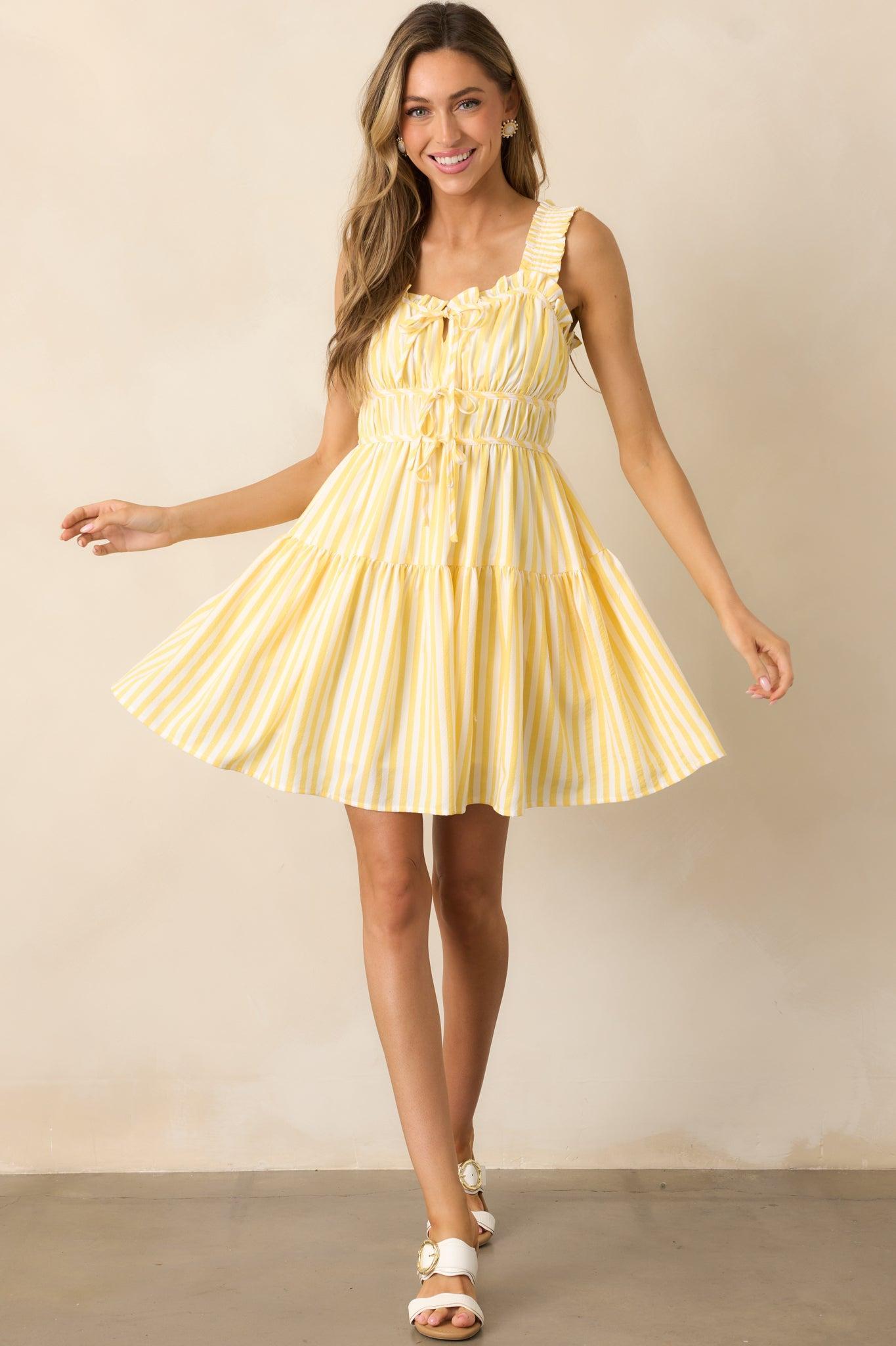 When Life Gives You Lemons Yellow Stripe Mini Dress Product Image
