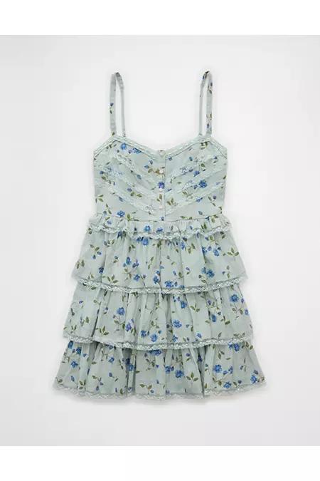 AE Lace Ruffle Tiered Mini Dress Womens Product Image