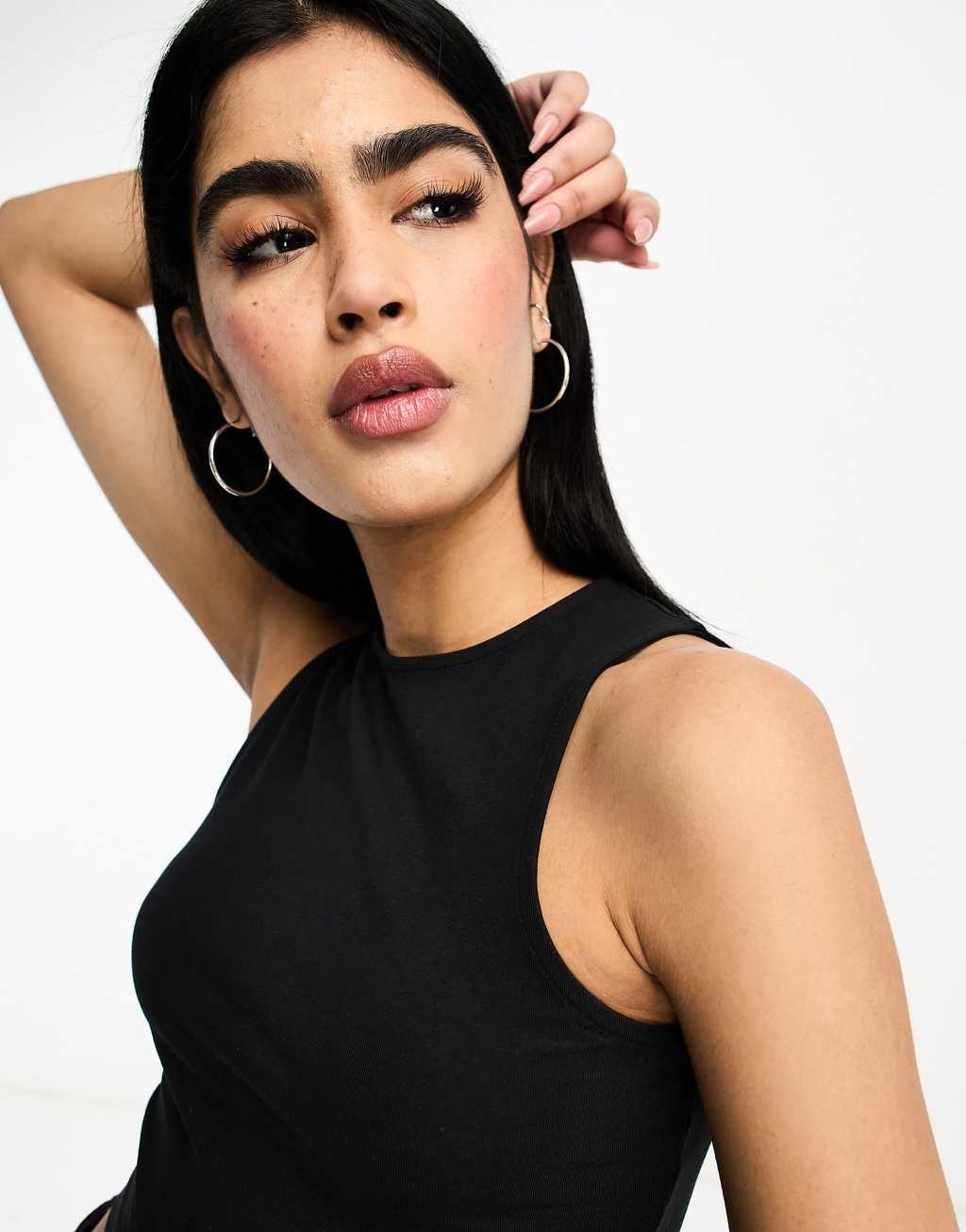 ASOS DESIGN 2 pack high neck super crop tank top Product Image