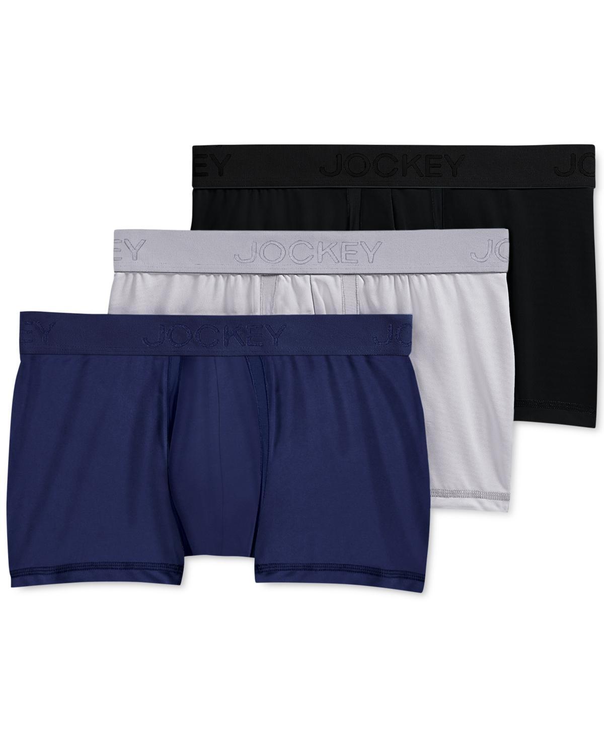 Men's Jockey® 3-Pack Chafe-Proof Pouch Stretch Trunk Briefs, Size: Large, Navy Grey Black Product Image