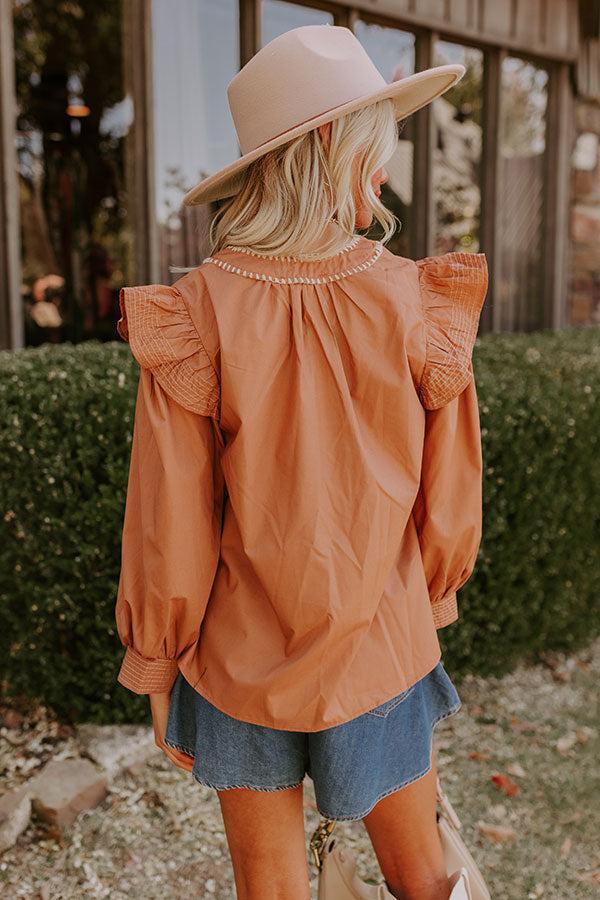 Chic Moment Ruffle Top in Camel Product Image
