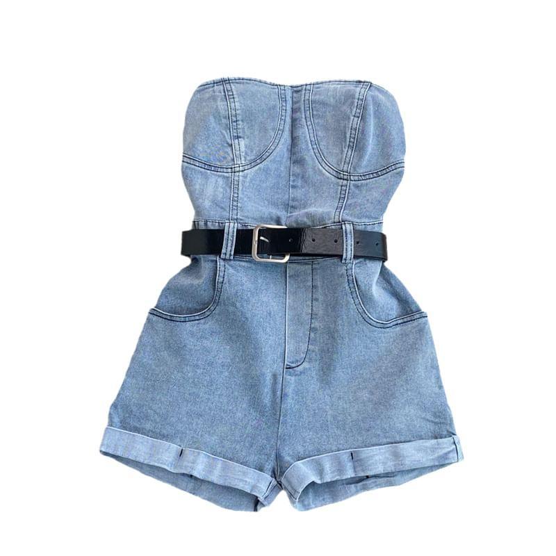 Strapless Denim Romper Product Image