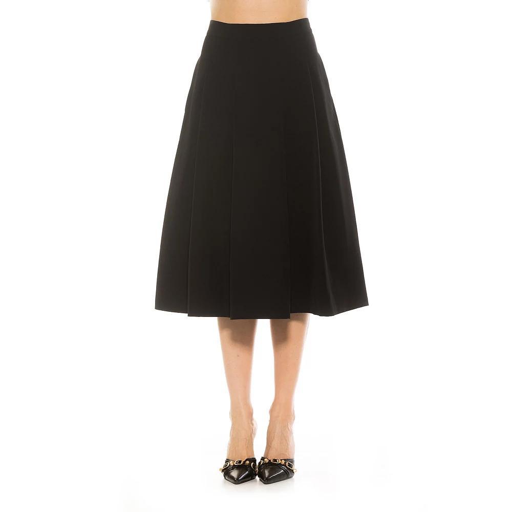 Women's ALEXIA ADMOR Illia Pleated Midi Skirt, Size: 14, Black Product Image