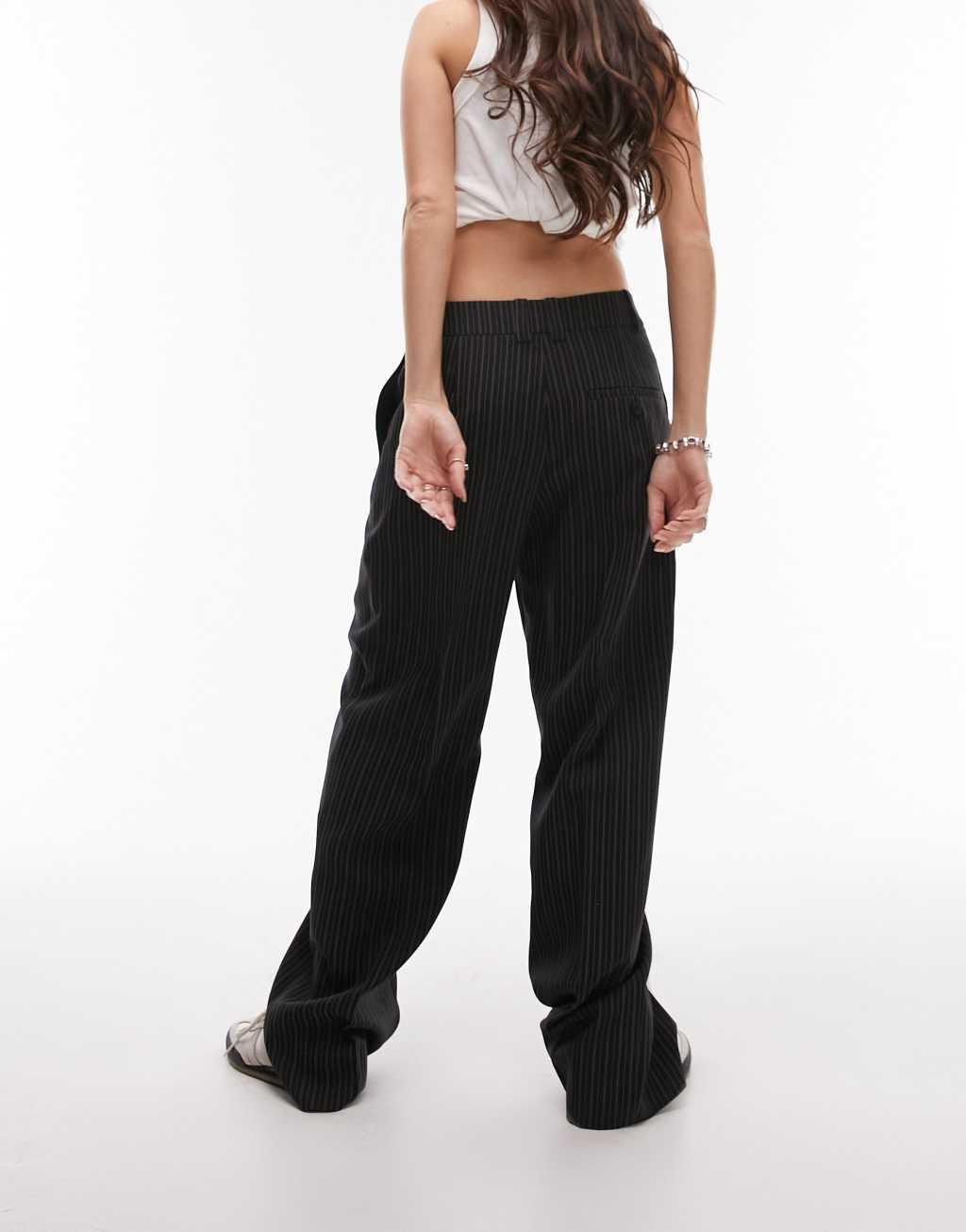 Topshop tailored pinstripe low slung pants Product Image