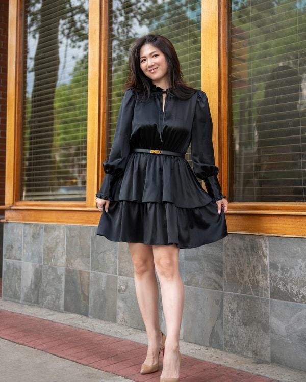 Tie Neck 2 Tiered Mini Dress Product Image