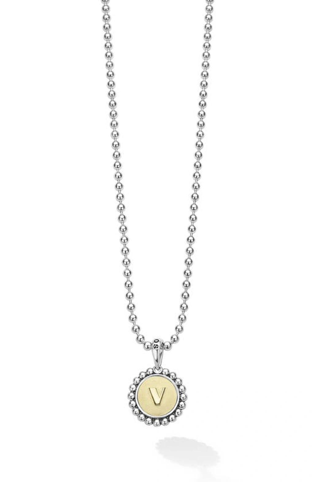 LAGOS Signature Caviar Initial Pendant Necklace In V Two-tone Product Image