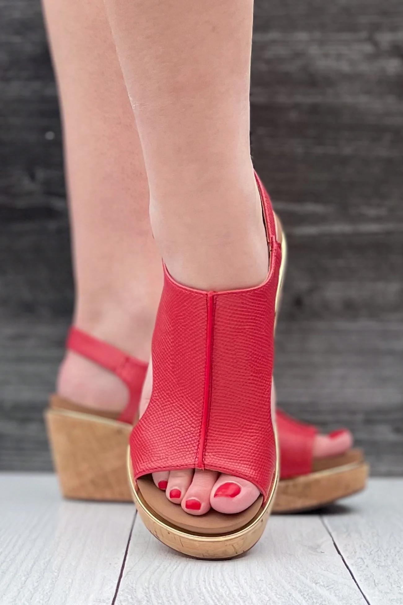 Carley Lizard Print Slingback Wedge Sandals Product Image