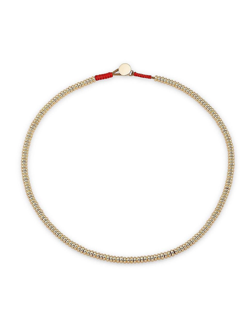 Womens Corduroy Goldtone Beaded Necklace Product Image