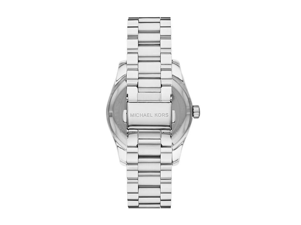 Michael Kors Womens Lexington Three-Hand Black Leather Strap Watch Product Image