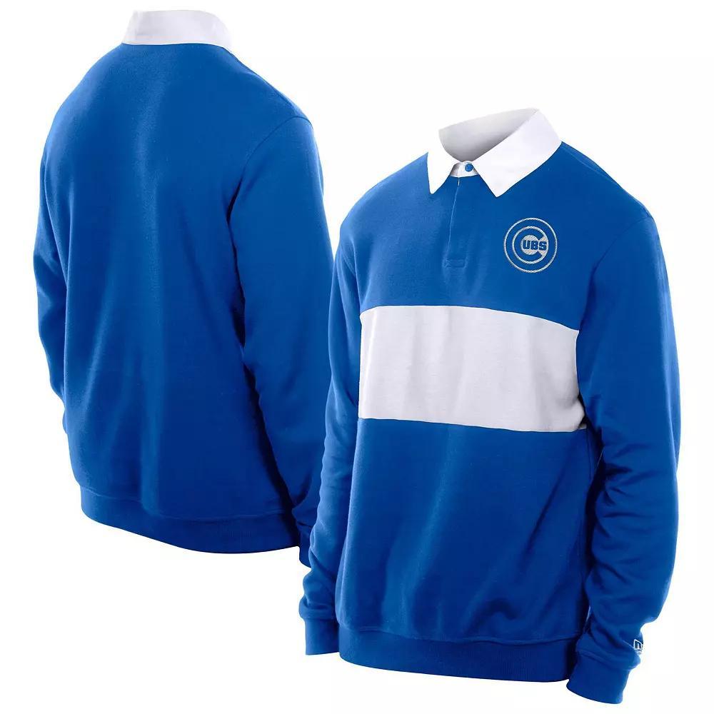 Men's New Era Royal Chicago Cubs Throwback Prep Colorblock Rugby Polo, Size: Large, Blue Product Image