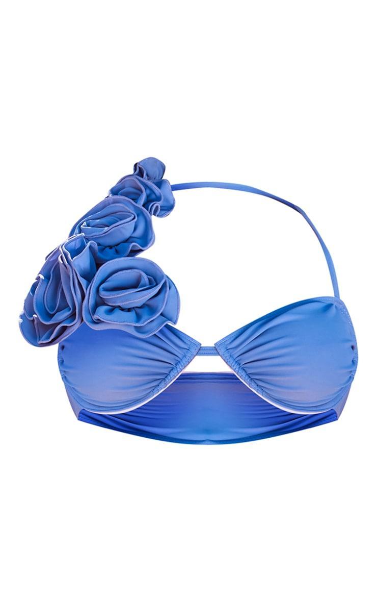 Purple Flower Detail Ruched Underwired Bikini Top Product Image