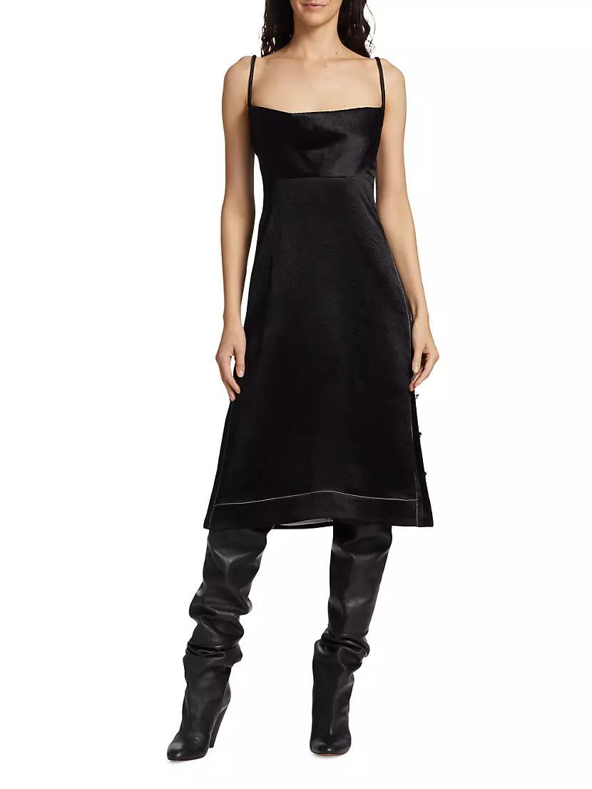 Crushed Satin Cowl Neck Midi-Dress Product Image