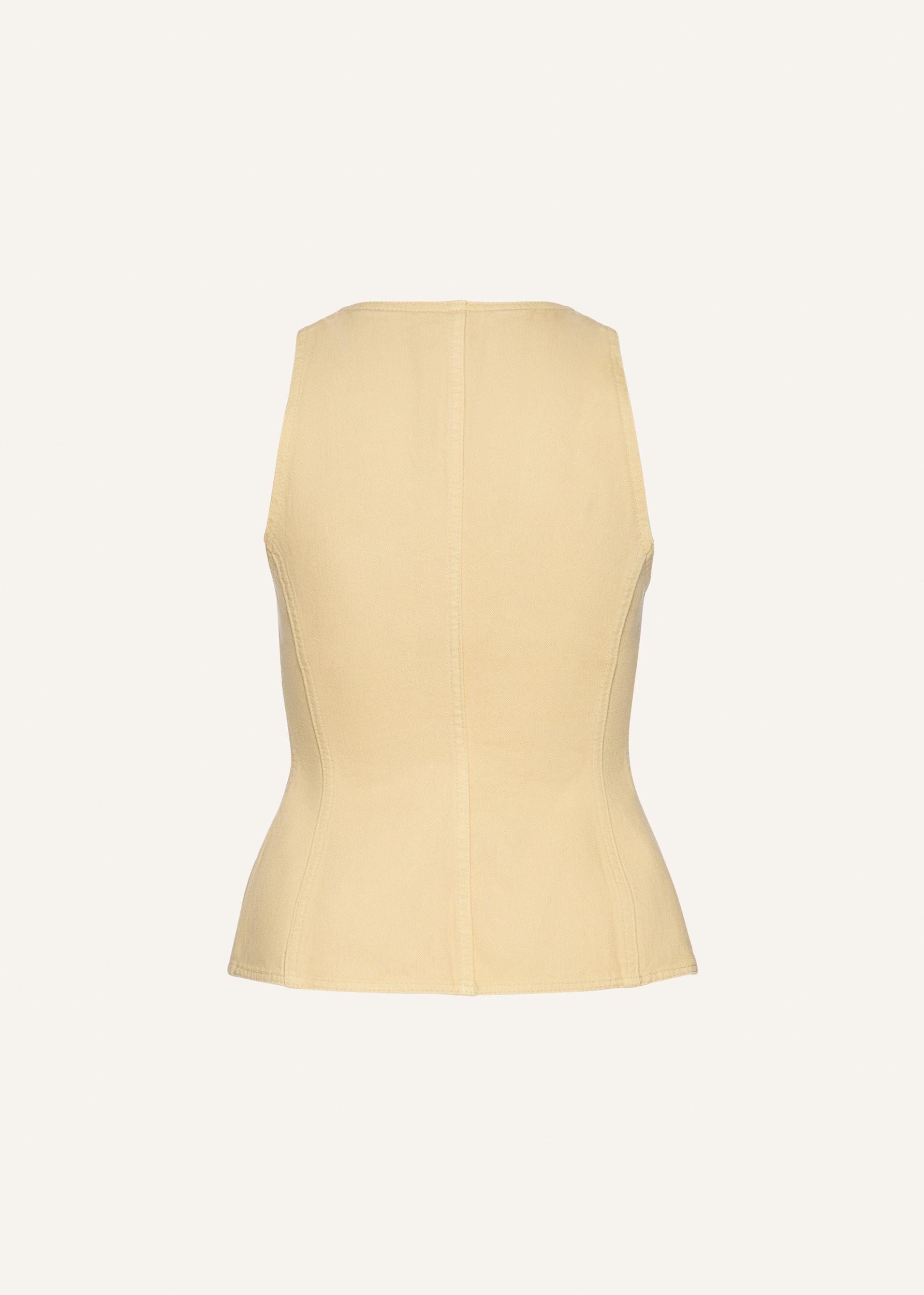 Round neck denim waistcoat in beige Product Image