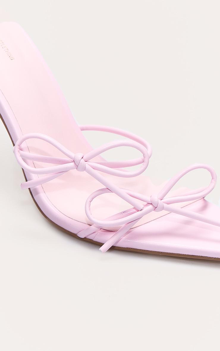 Pink Wide Fit Pu Point Toe Multi Bow High Stiletto Heeled Mules Product Image
