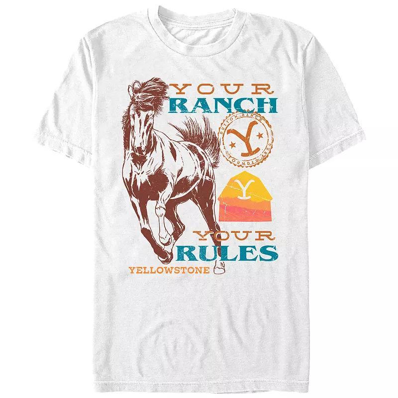 Men's Yellowstone Your Ranch Your Rules Graphic Tee, Size: XL, White Product Image