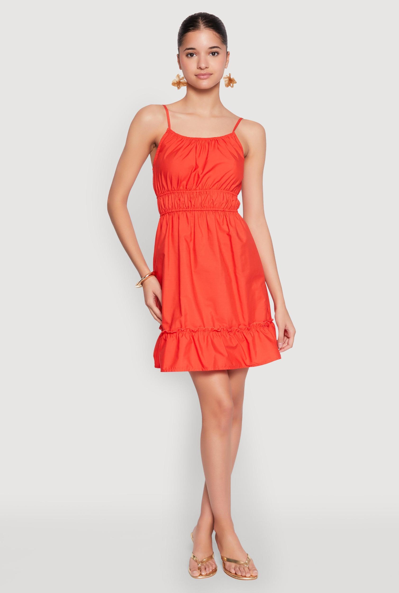 Womens Spaghetti Strap Empire Waist Mini Dress Product Image