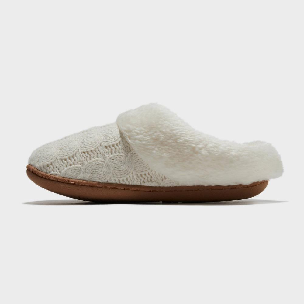 dluxe by dearfoams Women's Carol Slippers - Cream L: Cushioned Insole, Indoor/Outdoor Outsole, Machine Washable Product Image