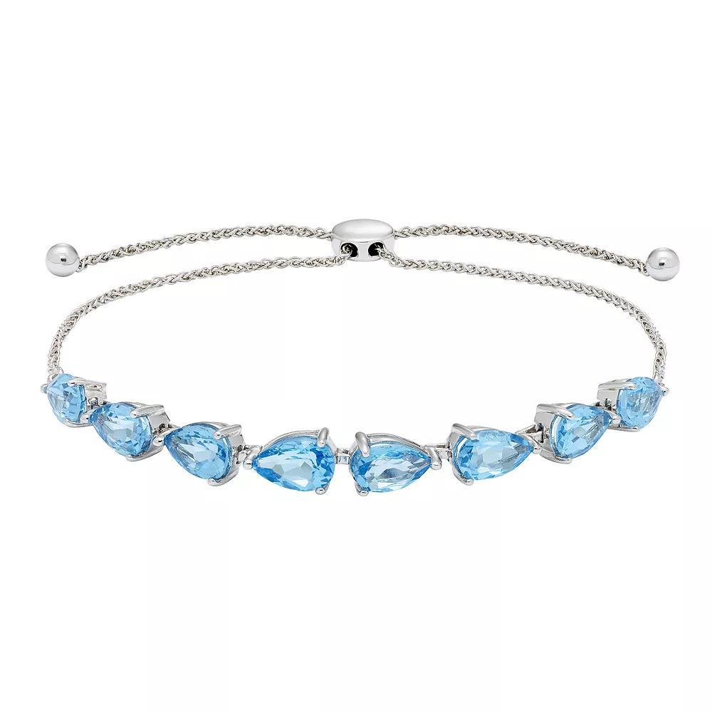 Sterling Silver Blue Topaz Bolo Bracelet, Women's, Size: 7" Product Image
