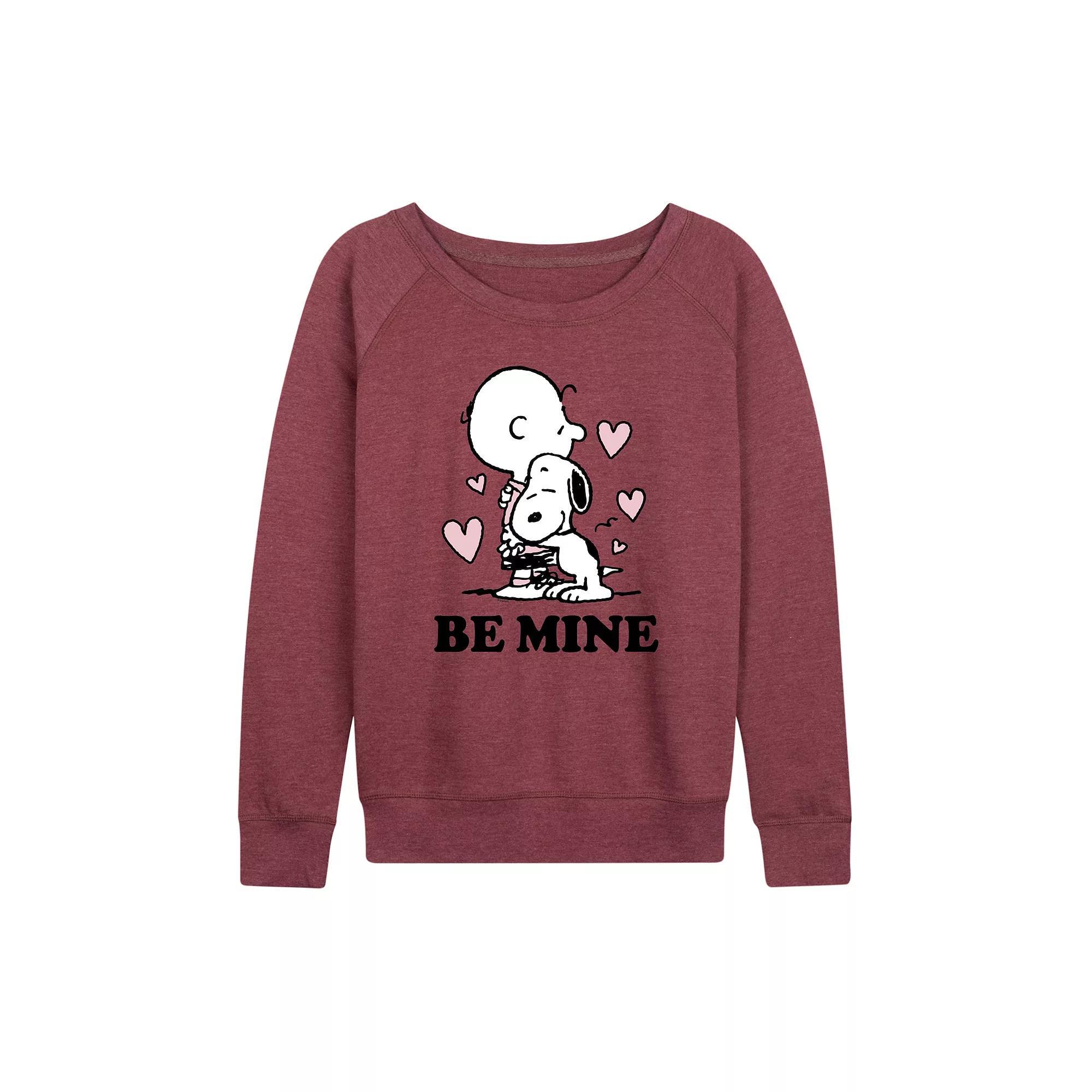 Womens Peanuts Charlie Brown & Snoopy Be Mine French Terry Long Sleeve Tee Product Image