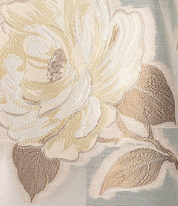 Caroline Rose Natural Beauty Floral Jacquard Fold-Back Stand Collar Bracelet Sleeve Open-Front Jacket Product Image