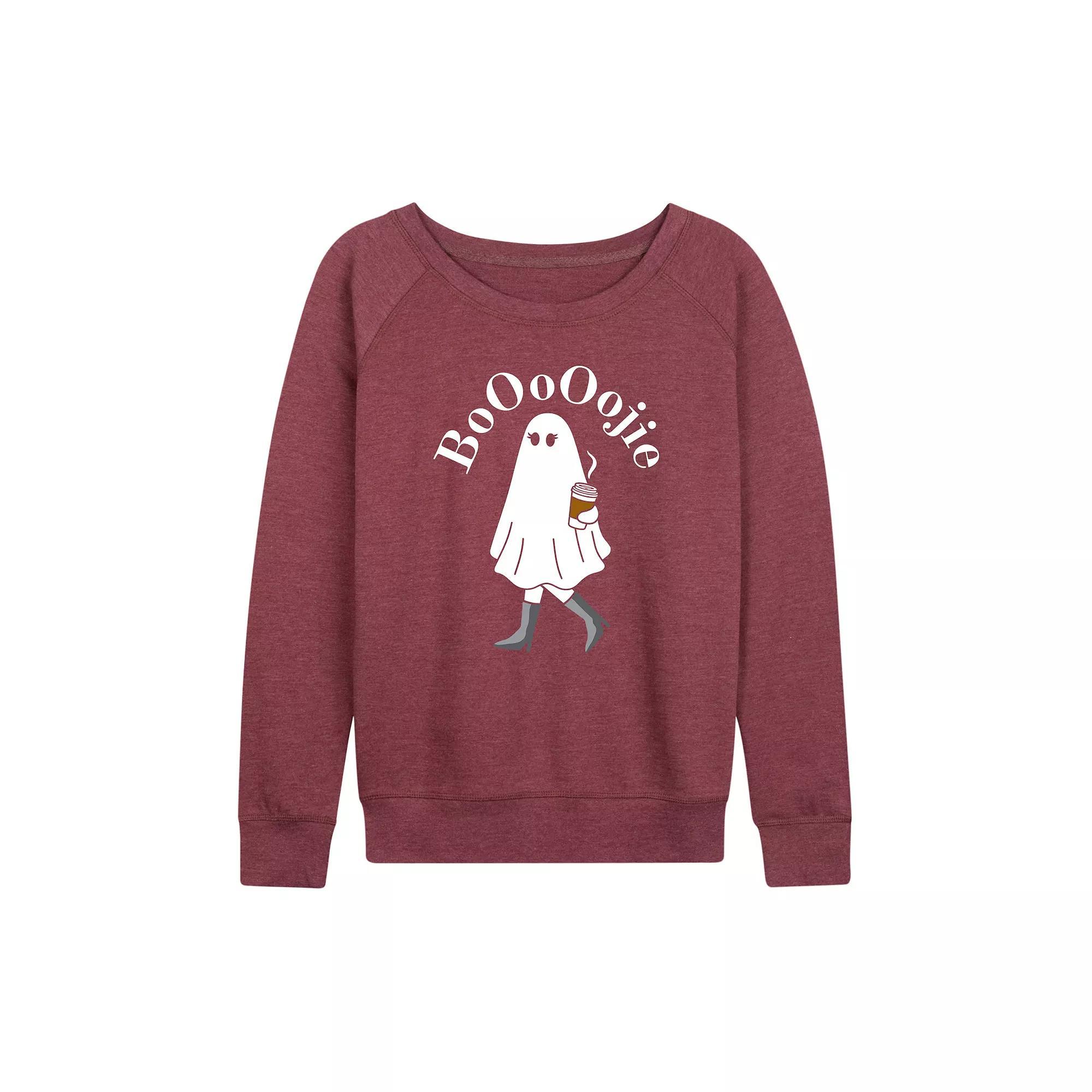 Women's Boojie Ghost Halloween French Terry Long Sleeve Tee, Size: Medium, Grey Blue Product Image