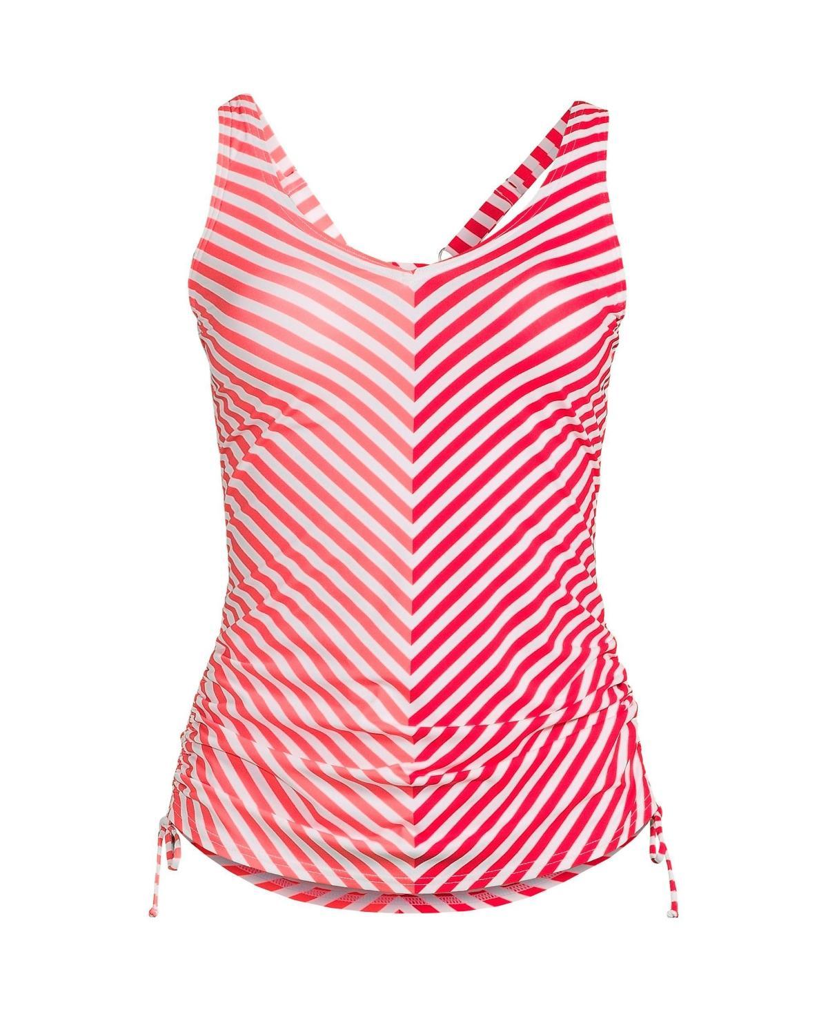 Womens Lands End Ruched UPF 50 Underwire D-Cup Tankini Top Deep Blue Product Image