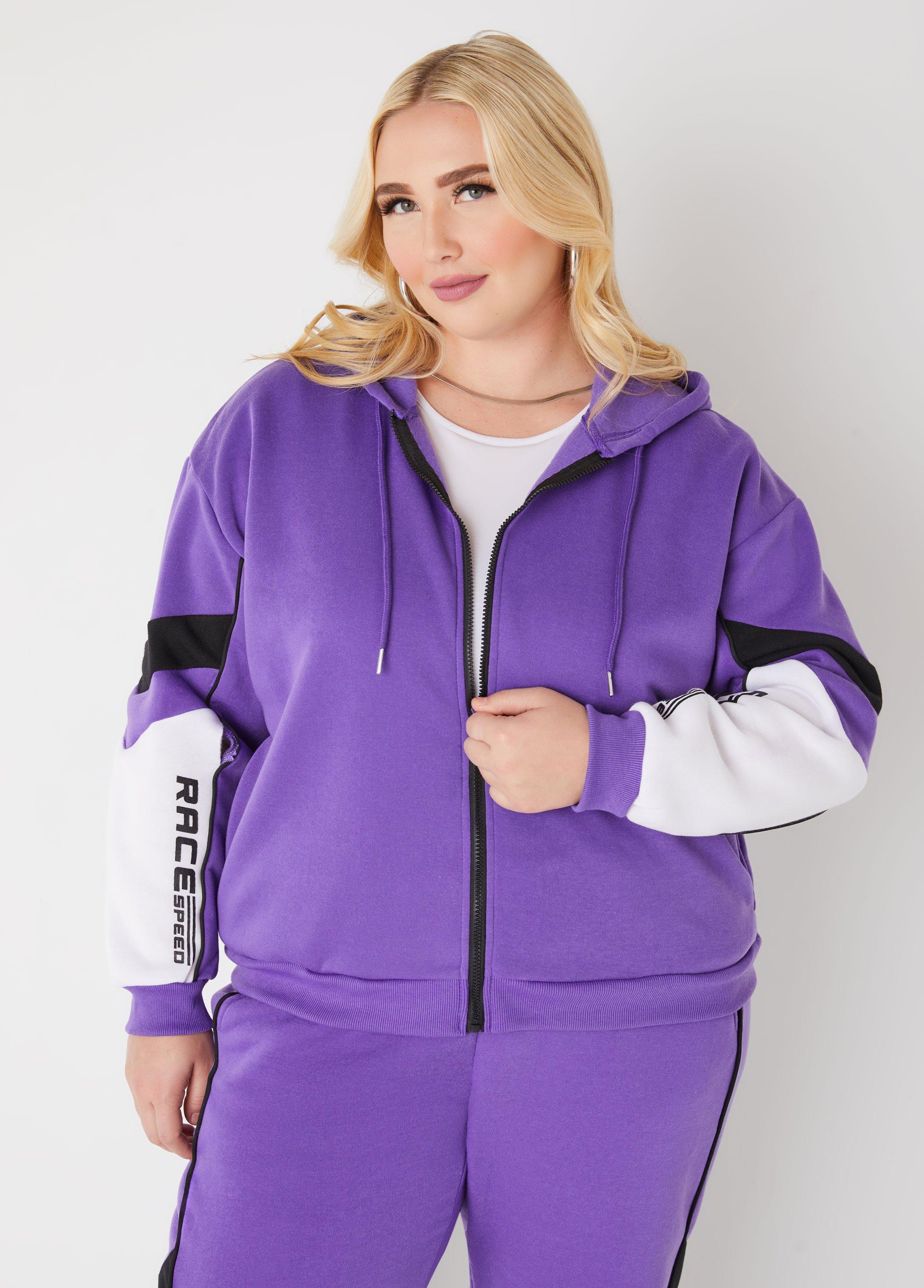 Plus Size Race Striped Hoodie Ashley Stewart Product Image