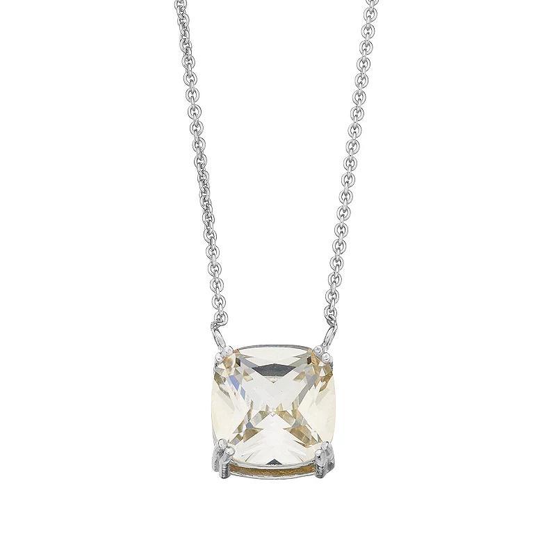 Aleure Precioso Sterling Silver Crystal Pendant Necklace, Women's, Size: 18", Silver Tone Clear Product Image