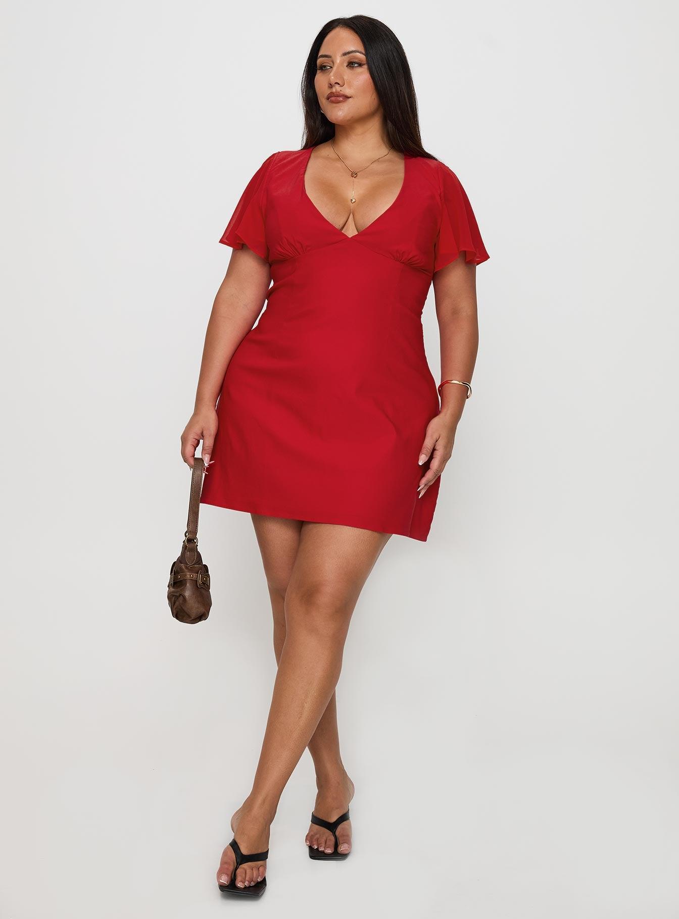 Florie Corset Mini Dress Red Curve Product Image