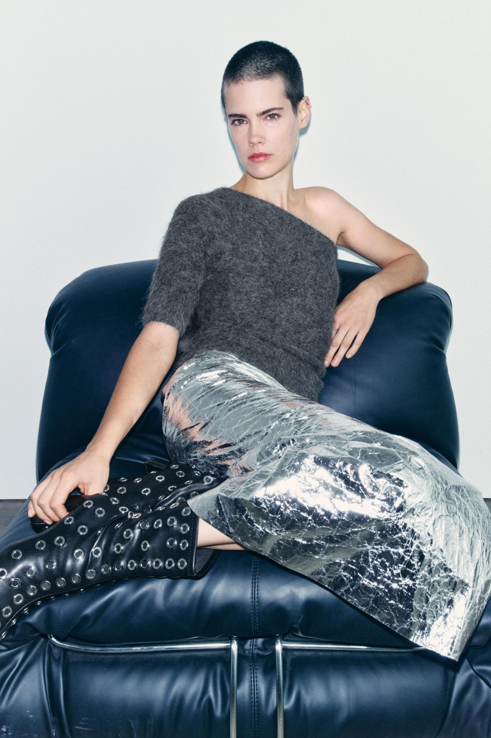 ASYMMETRIC ALPACA BLEND KNIT TOP Product Image