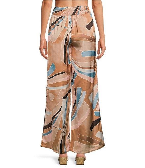 ELAN Coordinating Paisley Print Elastic Waistband Side Slit Pull-On Wide Leg Pants Product Image