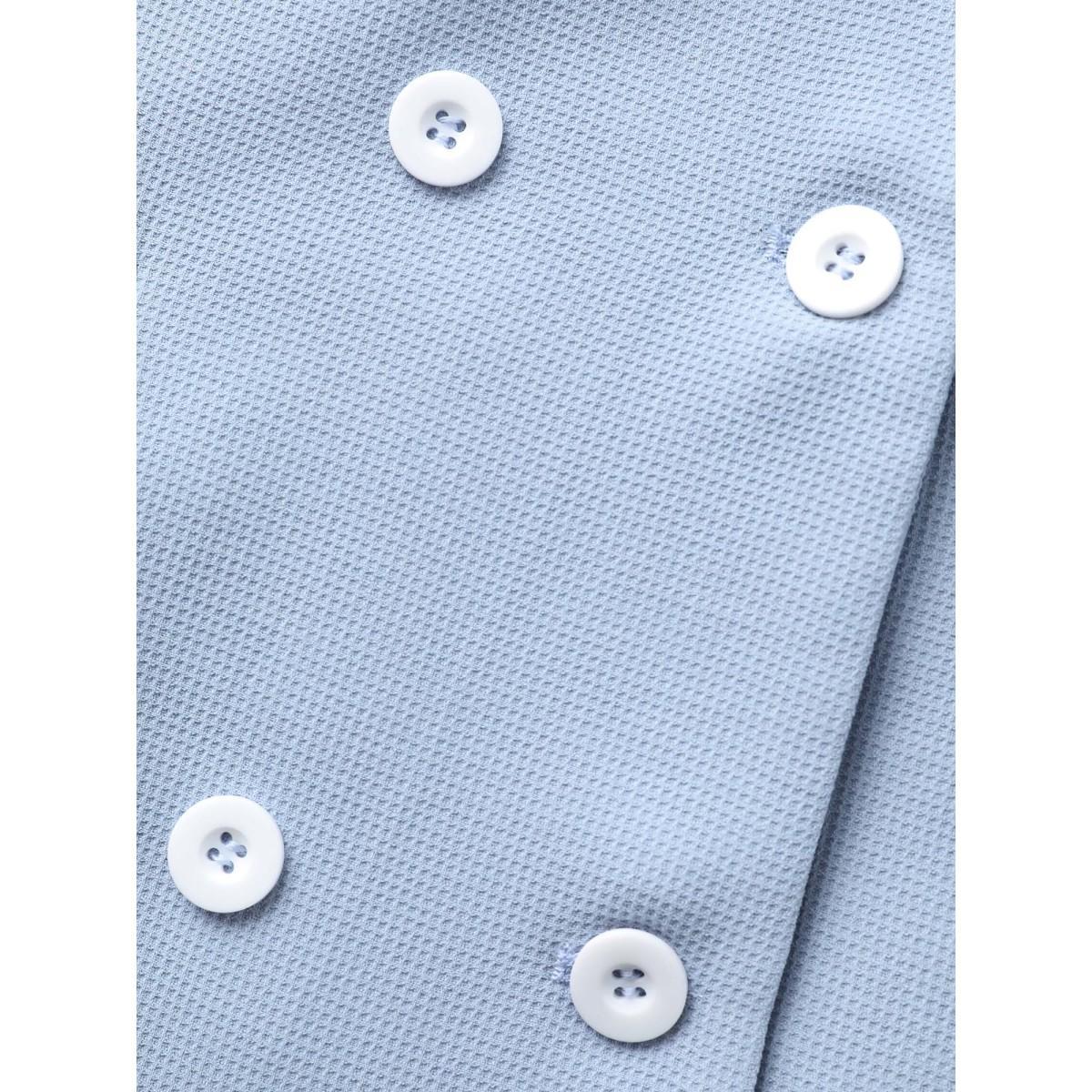 Plus Size Suit Collar Flap Pocket Back Slit Blazer LightBlue Women Everyday Button Sleeve Elbow-length sleeve Suit Collar 10/M Open pocket with flap Elegant Blazers BloomChic Product Image