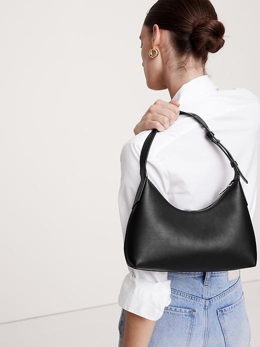 Metallic Leather Crescent Shoulder Bag Product Image