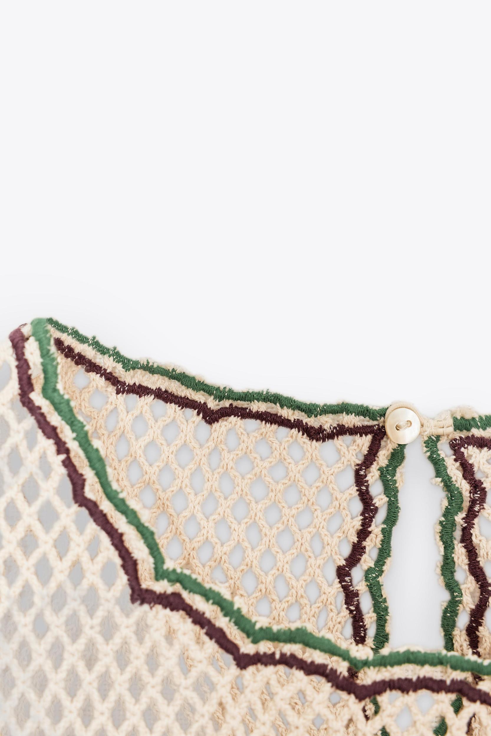 CROCHET DRESS WITH FLORAL EMBROIDERY ZW COLLECTION Product Image