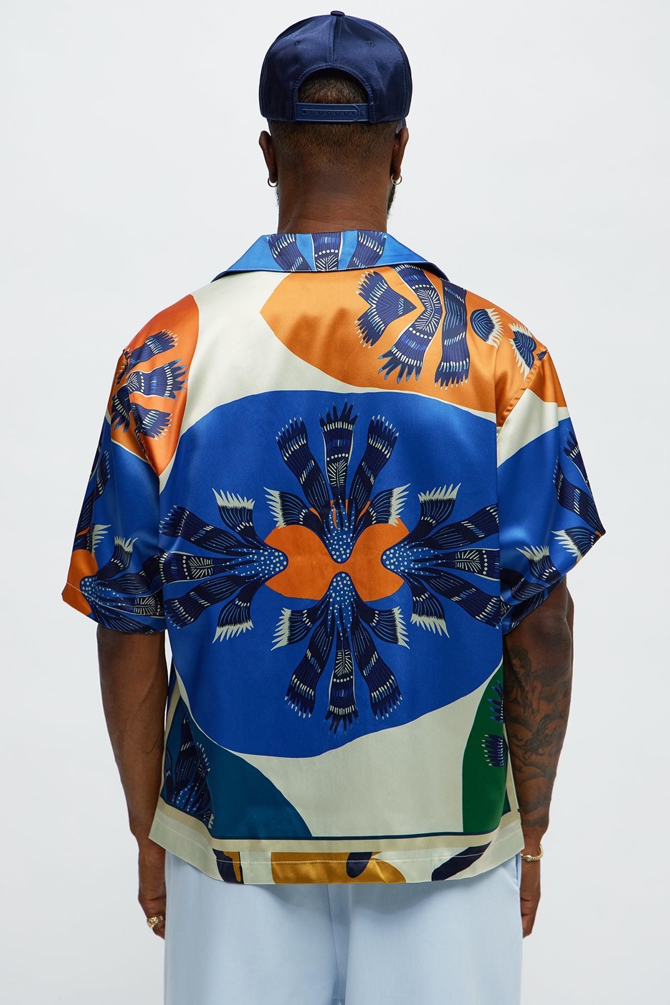 Relaxed Sea Vibe Cuban Collar Button Up Shirt - Multi Color Product Image