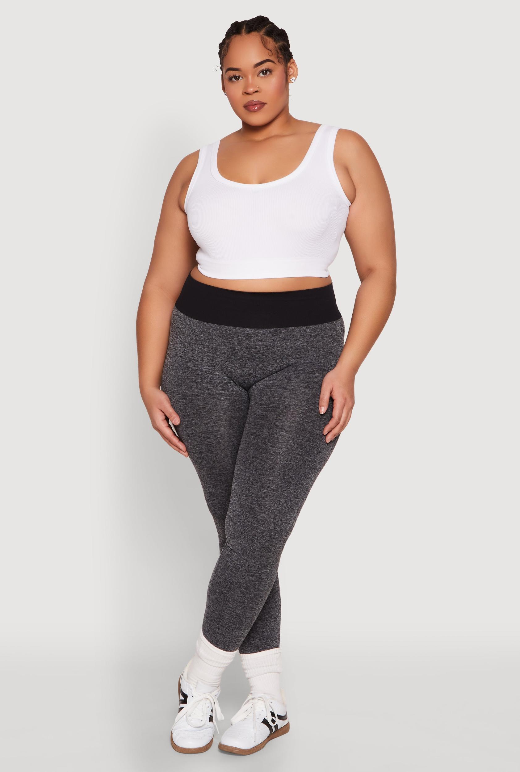 Womens Plus Size High Waisted Contrast Trim Leggings Product Image