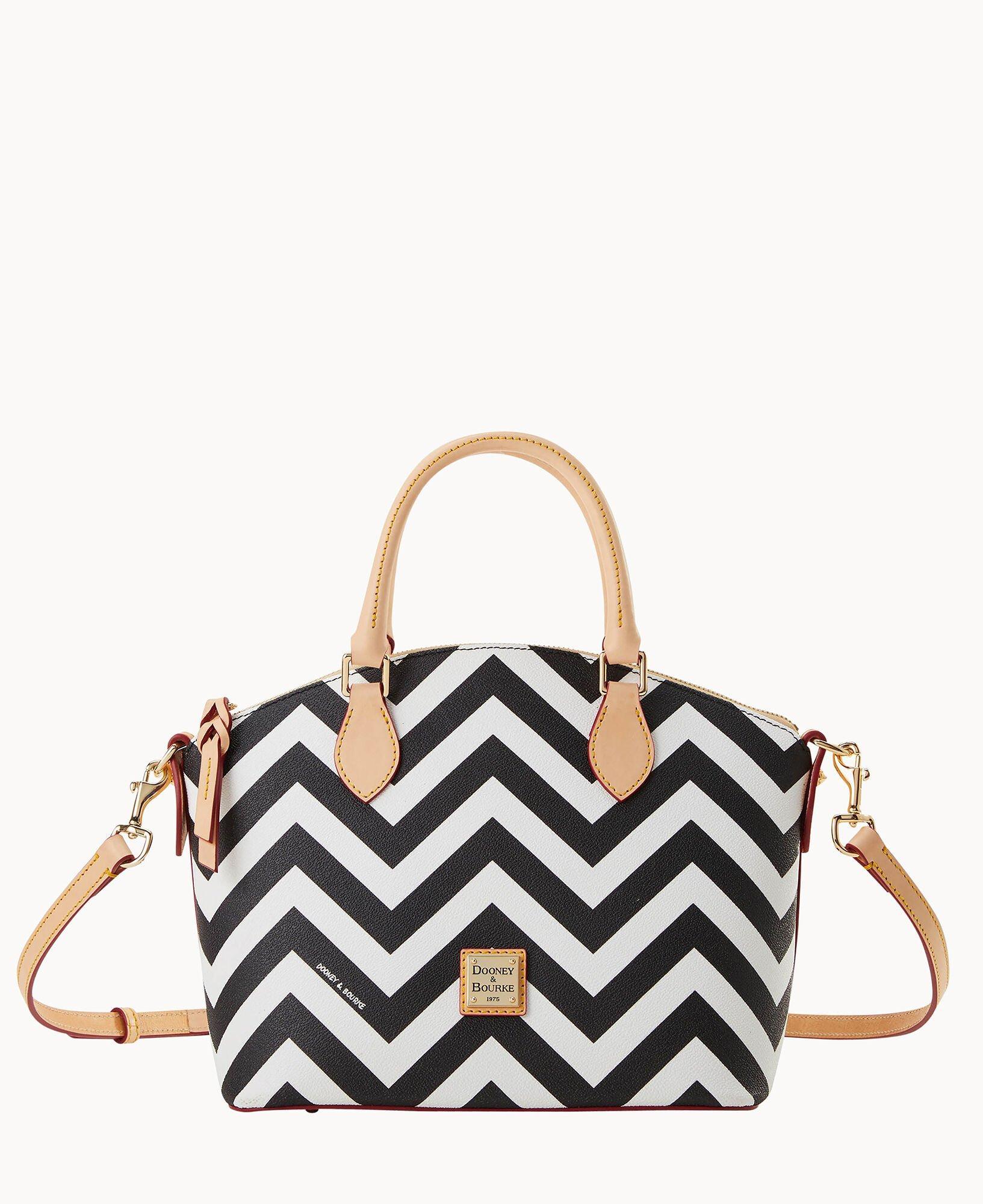 Dooney & Bourke Womens Chevron Geena Coated Cotton Satchel Bag in Black Product Image