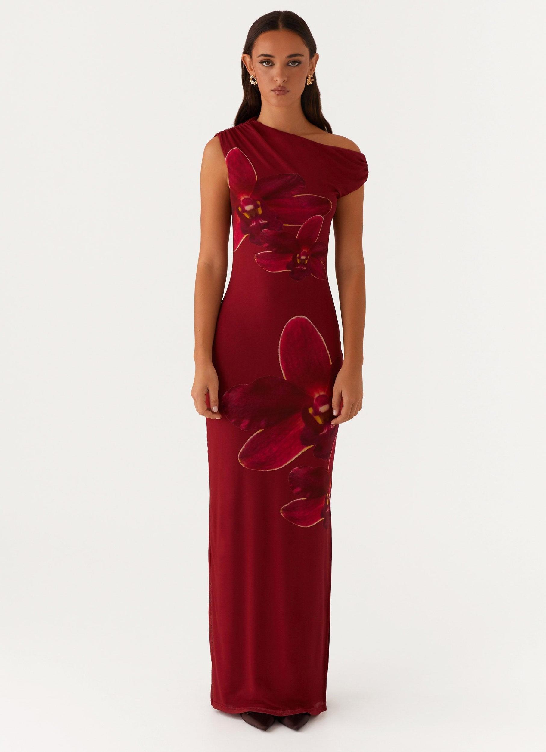 Showtime Maxi Dress - Maroon Product Image