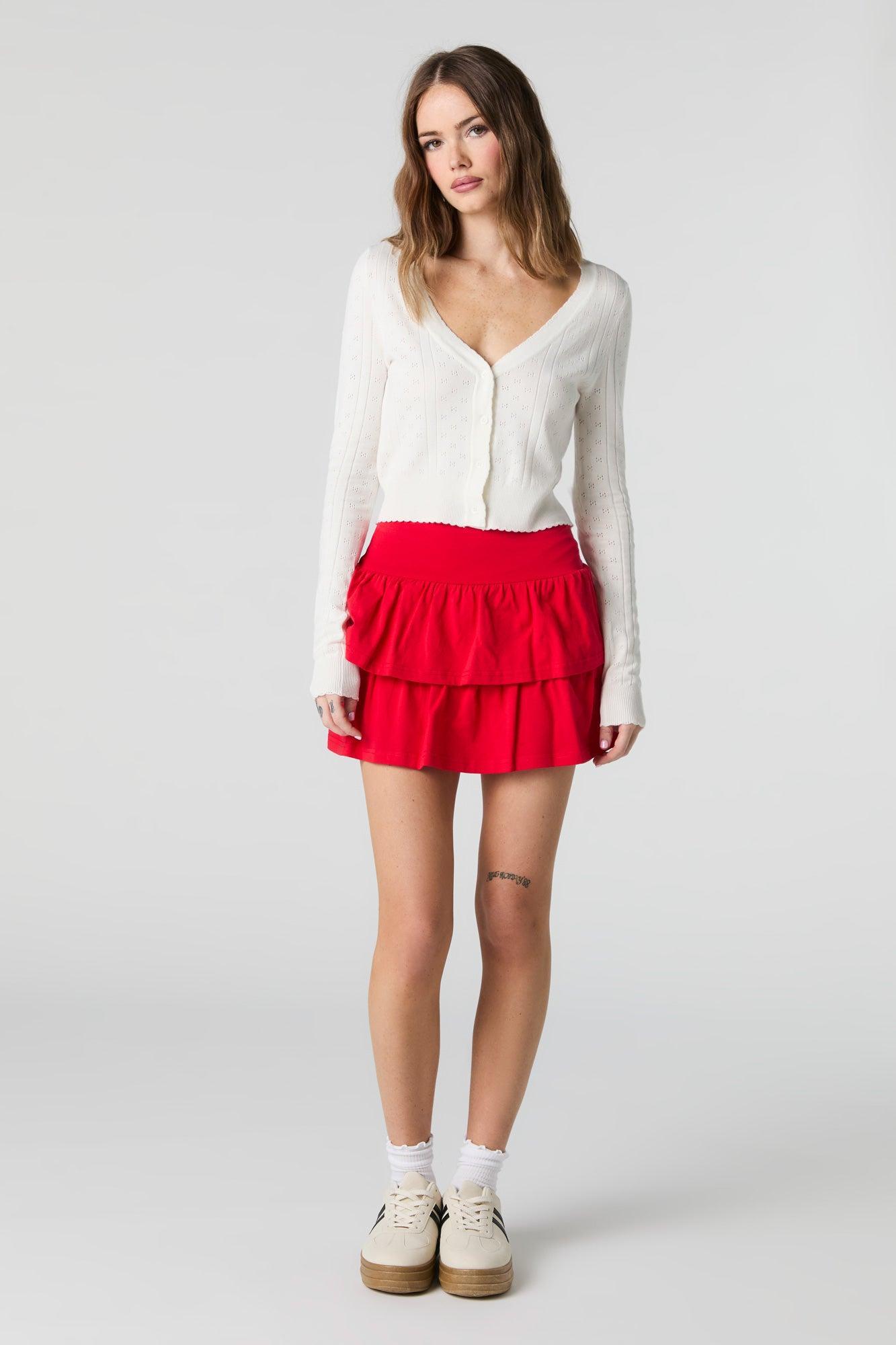Jersey Ruffled Tiered Mini Skort Female Product Image